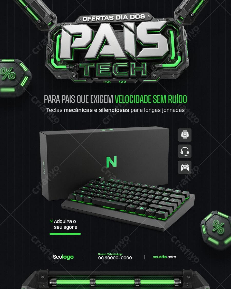 Flyer Dia dos Pais Tech PSD Editável