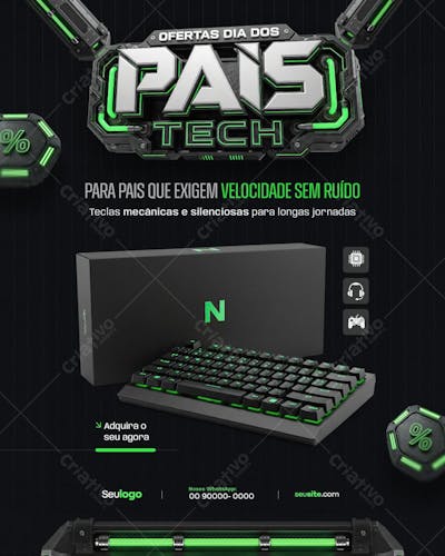 Flyer Dia dos Pais Tech PSD Editável