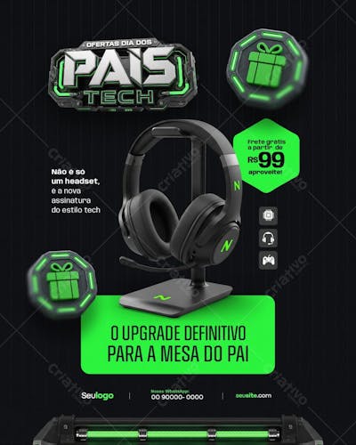 Flyer Dia dos Pais Tech PSD Editável