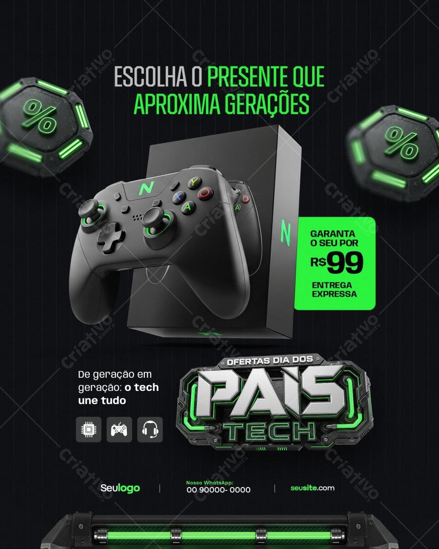 Flyer Dia dos Pais Tech PSD Editável