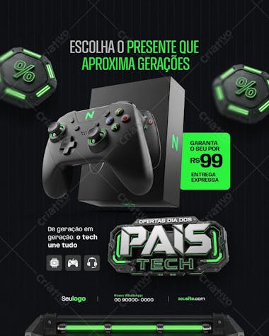 Flyer Dia dos Pais Tech PSD Editável