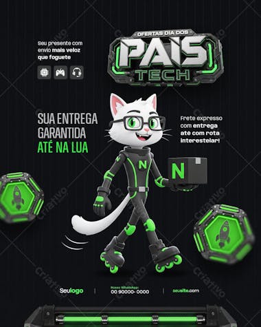 Flyer Dia dos Pais Tech PSD Editável