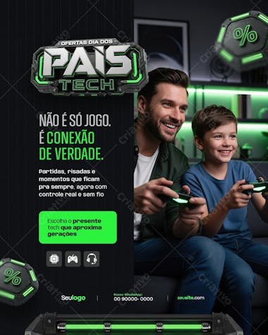 Flyer Dia dos Pais Tech PSD Editável