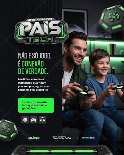 Flyer Dia dos Pais Tech PSD Editável