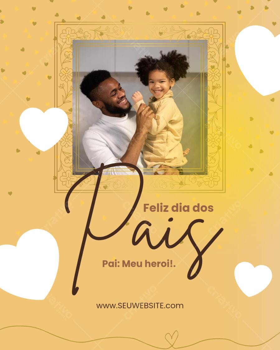 Post Instagram Dia dos Pais Amarelo e Dourado Editável no Canva