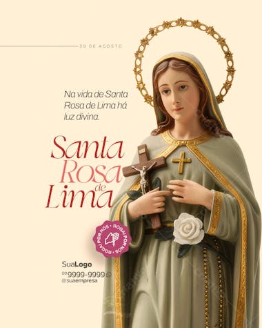 Flyer para o Dia de Santa Rosa de Lima PSD Editável