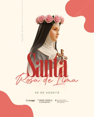 Flyer para Dia de Santa Rosa de Lima PSD Editável