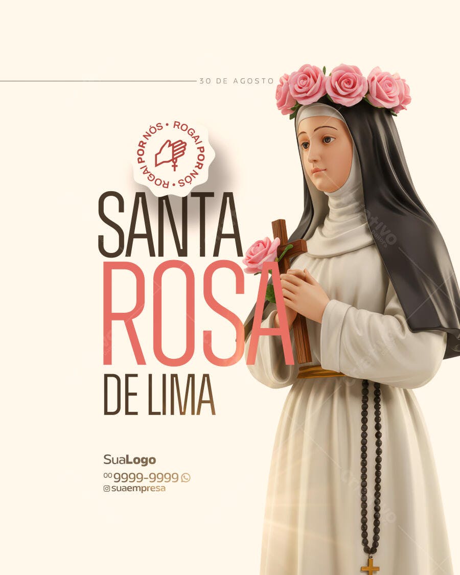 Flyer Dia de Santa Rosa de Lima PSD Editável