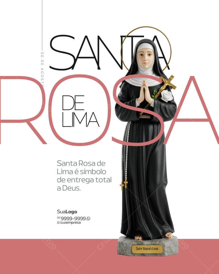 Flyer 30 de Agosto - Dia de Santa Rosa de Lima PSD Editável