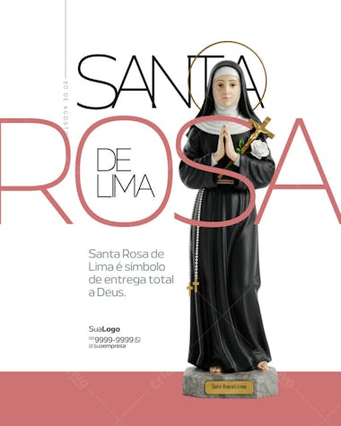 Flyer 30 de Agosto - Dia de Santa Rosa de Lima PSD Editável