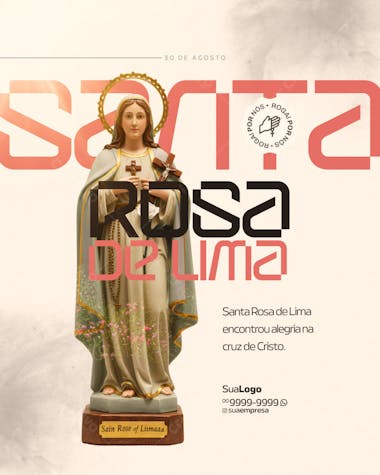 Flyer Dia de Santa Rosa de Lima PSD Editável