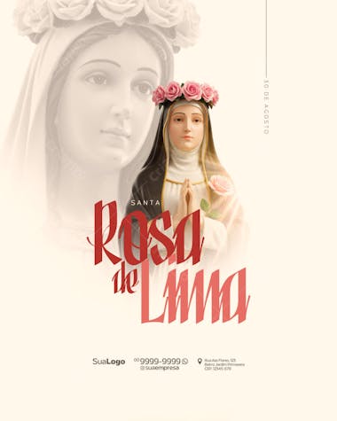 Flyer Dia de Santa Rosa de Lima PSD Editável
