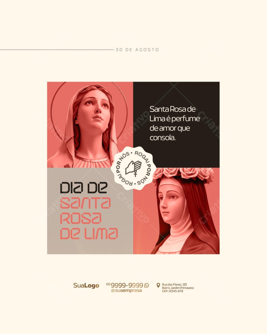 Post para Dia de Santa Rosa de Lima PSD Editável