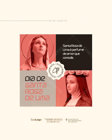 Post para Dia de Santa Rosa de Lima PSD Editável