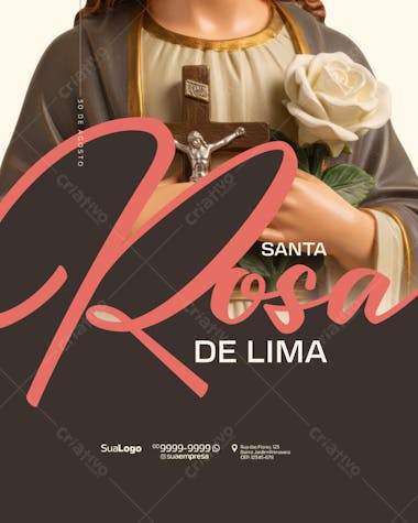 Flyer para Dia de Santa Rosa de Lima PSD Editável