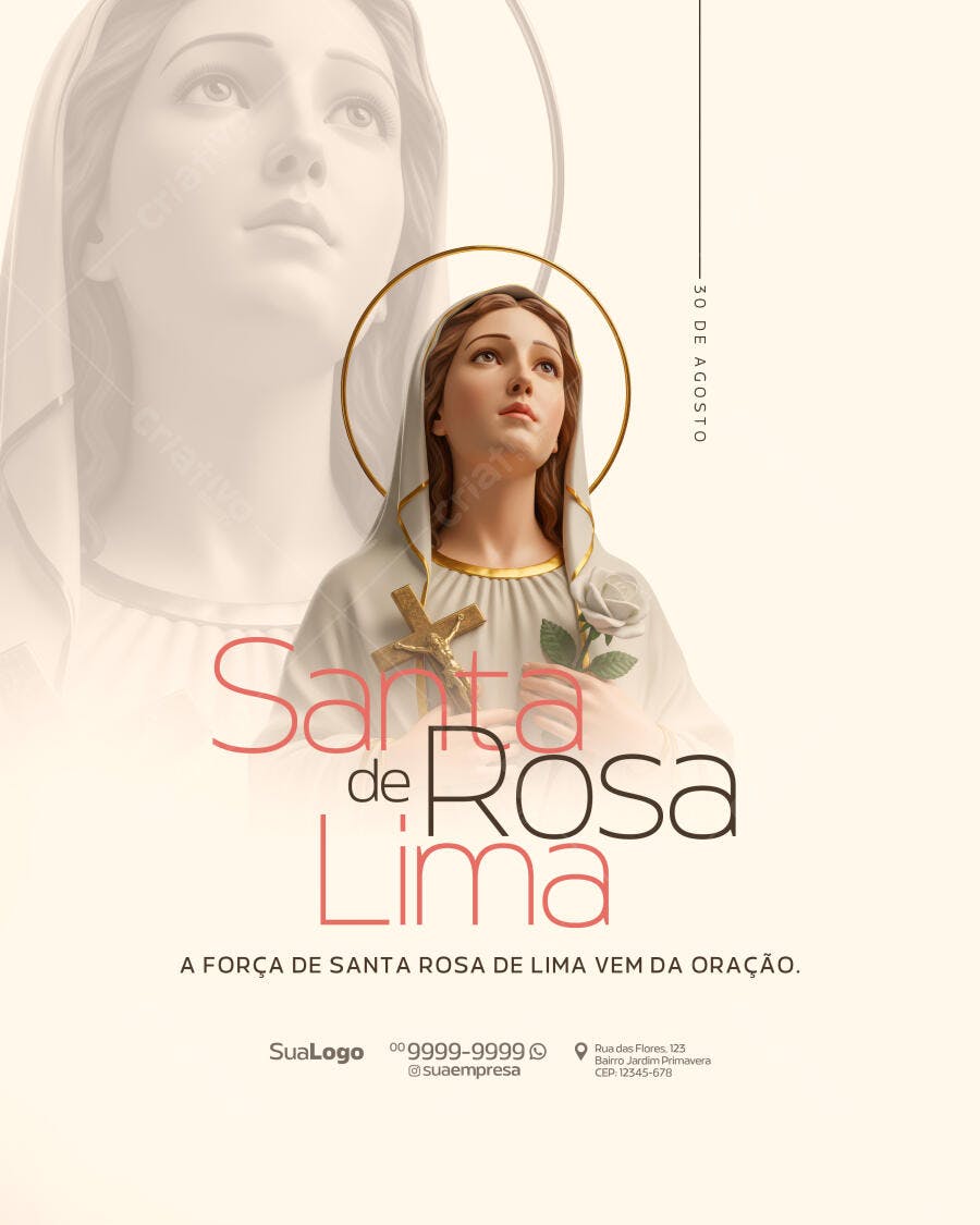 Flyer Santa Rosa de Lima 30 de Agosto PSD Editável
