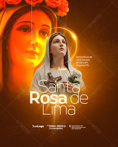 Flyer Dia de Santa Rosa de Lima PSD Editável