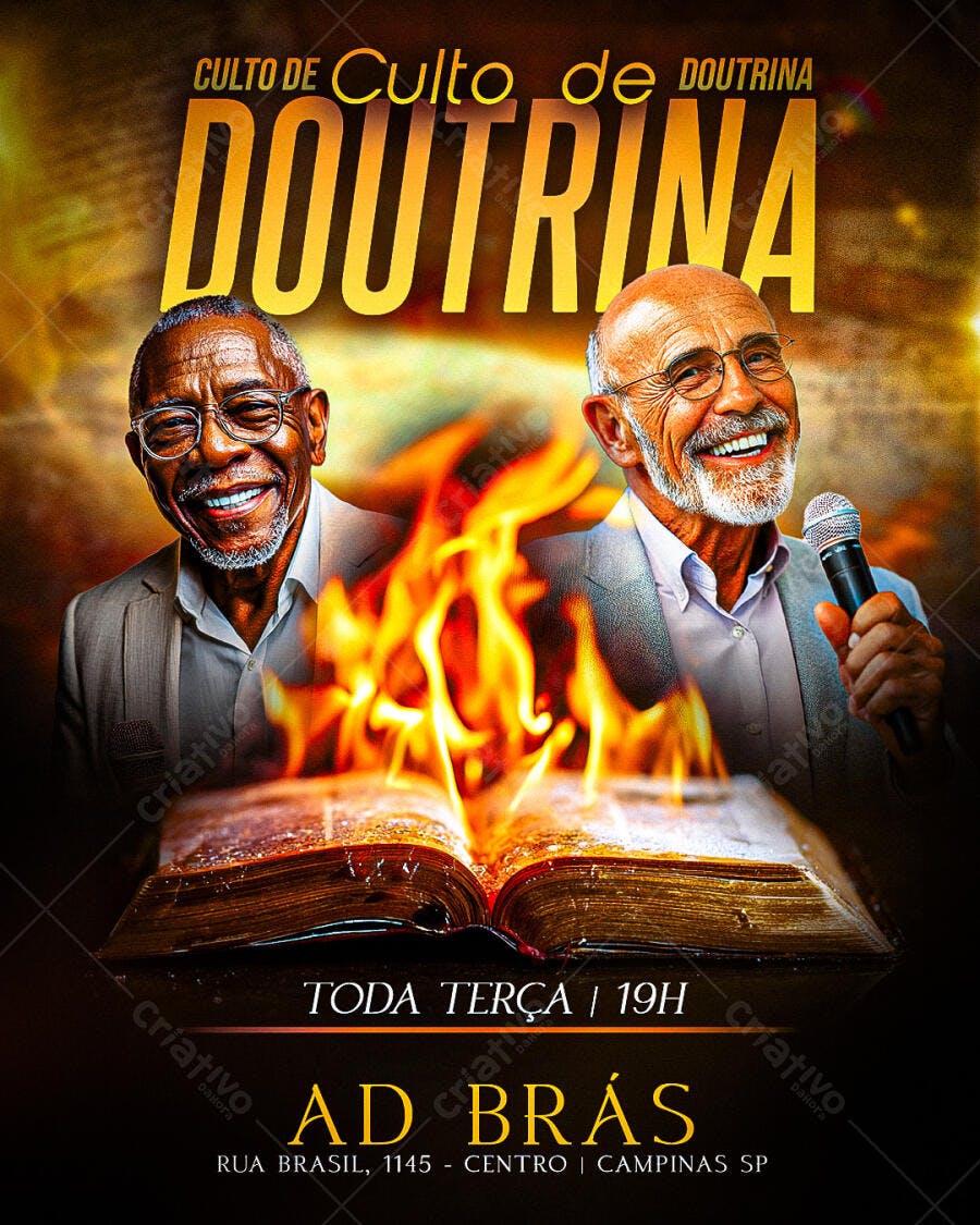 Flyer para Culto de Doutrina PSD Editável