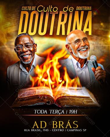 Flyer para Culto de Doutrina PSD Editável
