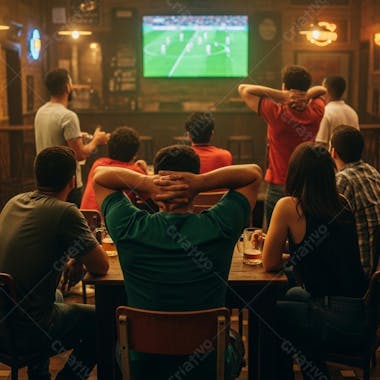 Torcida assistindo jogo de futebol em bar