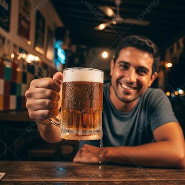 Chopp gelado em bar noturno
