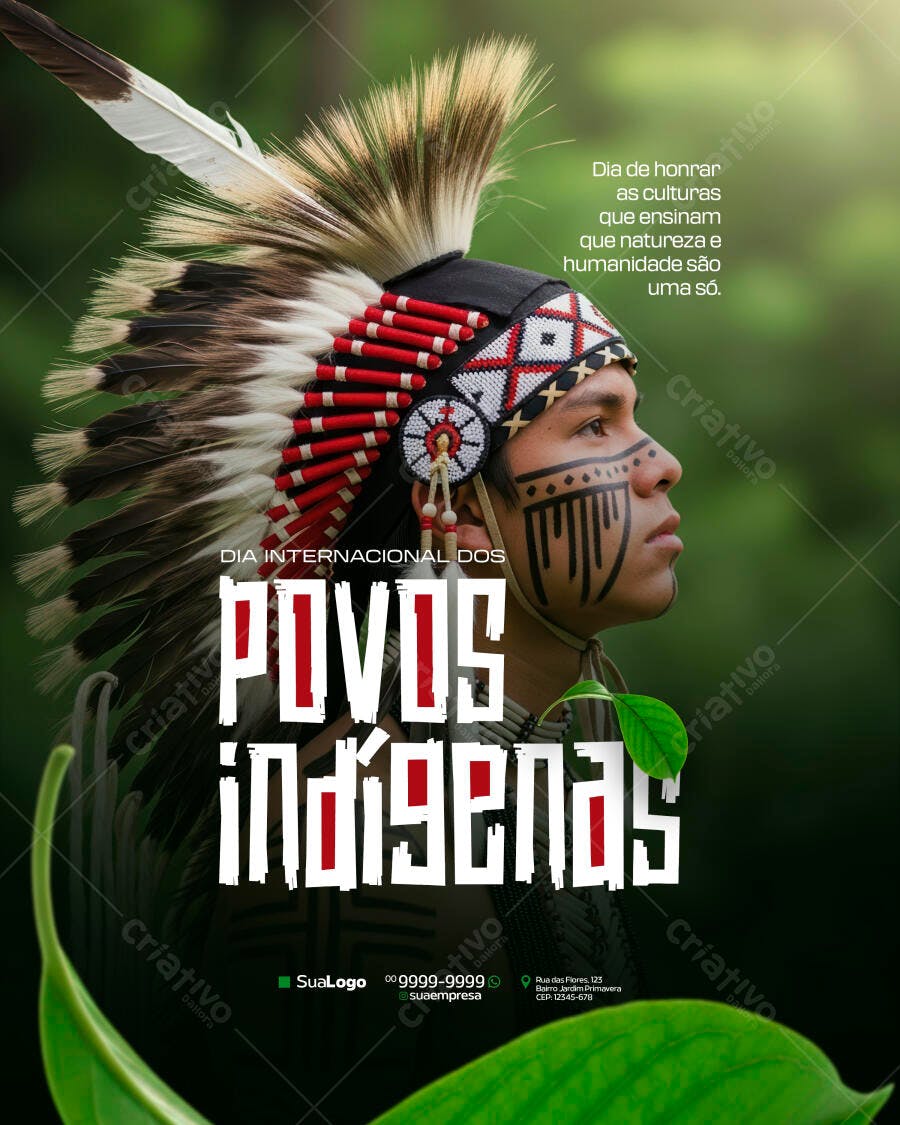 Flyer Dia Internacional dos Povos Indígenas PSD Editável