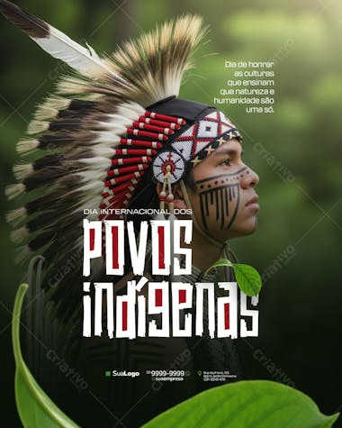 Flyer Dia Internacional dos Povos Indígenas PSD Editável