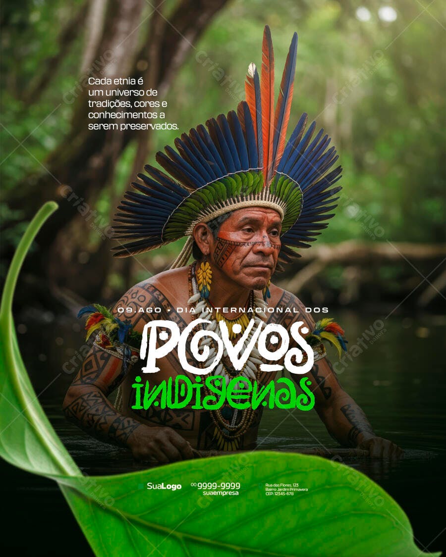 Flyer Dia Internacional dos Povos Indígenas PSD Editável