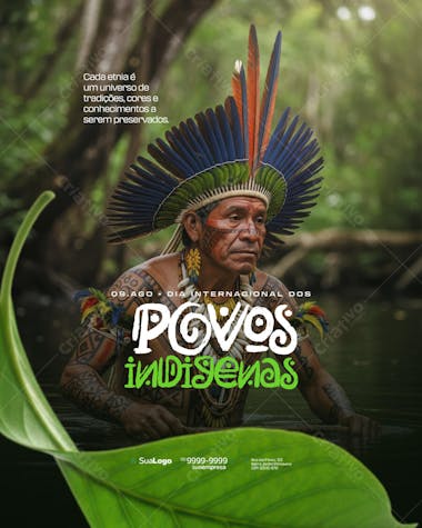 Flyer Dia Internacional dos Povos Indígenas PSD Editável