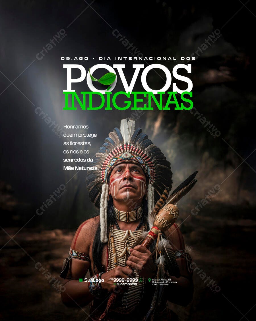 Poster Dia dos Povos Indígenas PSD Editável