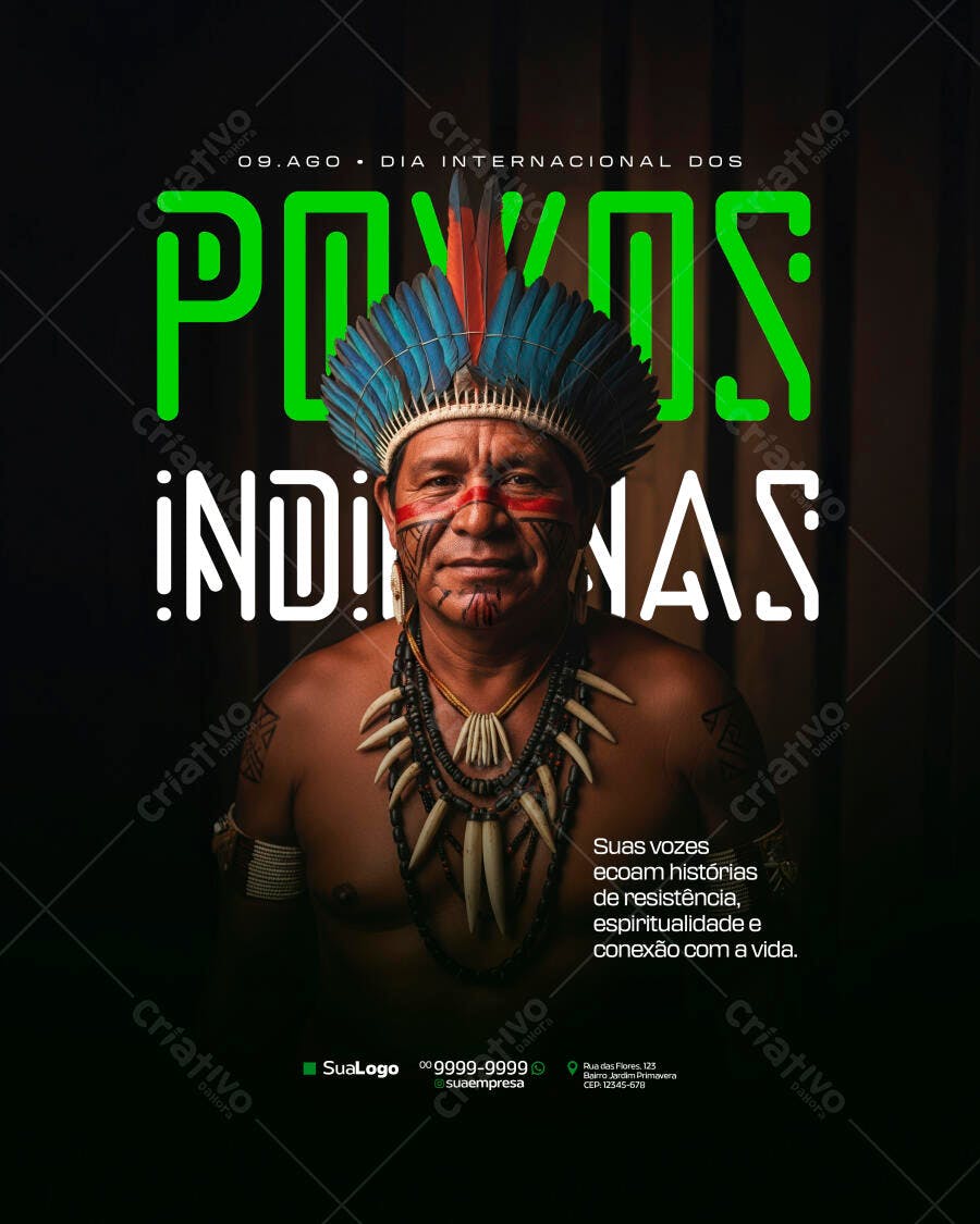 Flyer Dia do Povos Indígenas 09 de Agosto PSD Editável