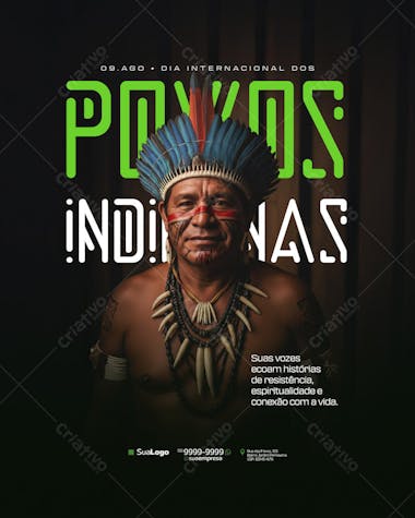 Flyer Dia do Povos Indígenas 09 de Agosto PSD Editável