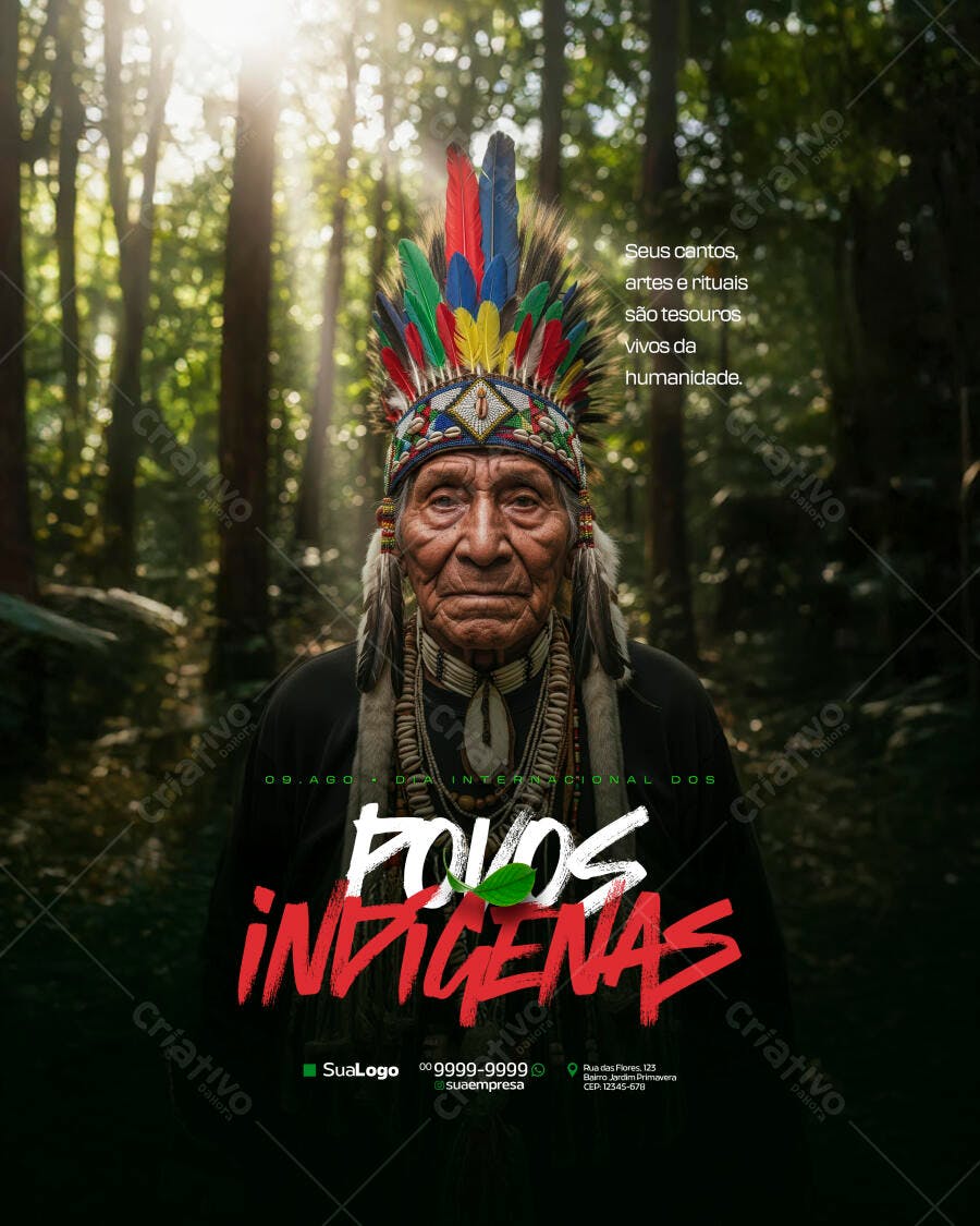 Flyer Dia Internacional dos Povos Indígenas PSD Editável