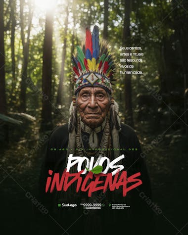 Flyer Dia Internacional dos Povos Indígenas PSD Editável