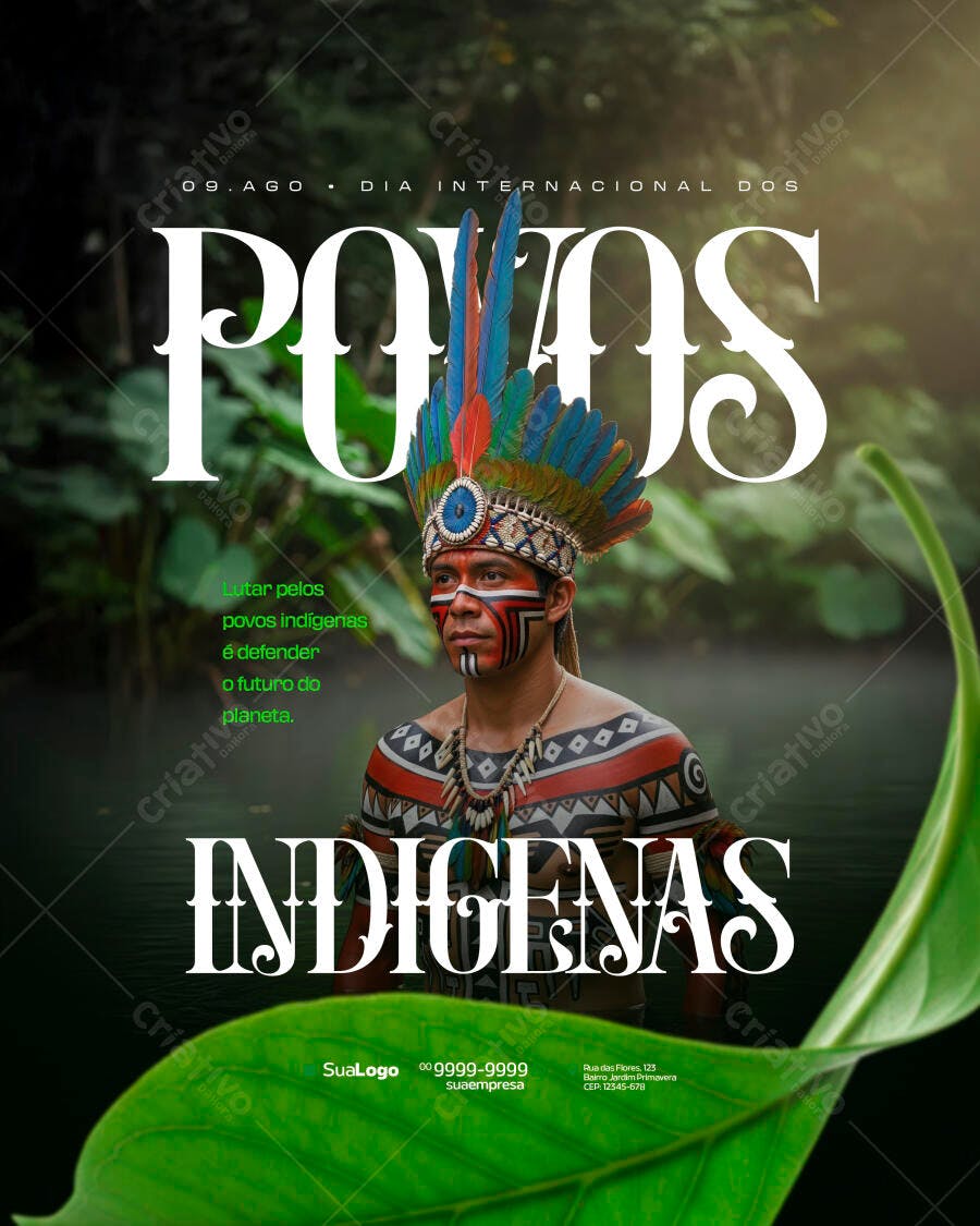 Flyer Dia Internacional dos Povos Indígenas 09 de Agosto PSD Editável