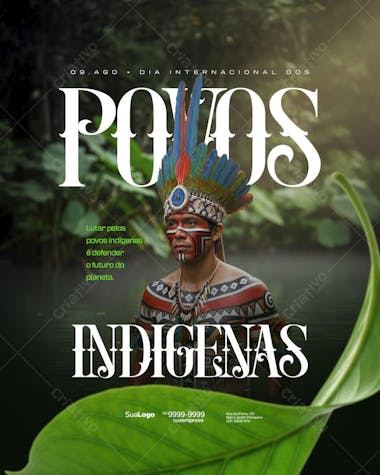 Flyer Dia Internacional dos Povos Indígenas 09 de Agosto PSD Editável