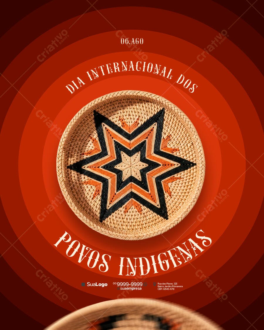 Flyer Dia Internacional dos Povos Indígenas 06 Ago PSD Editável