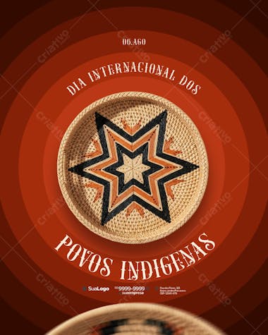 Flyer Dia Internacional dos Povos Indígenas 06 Ago PSD Editável