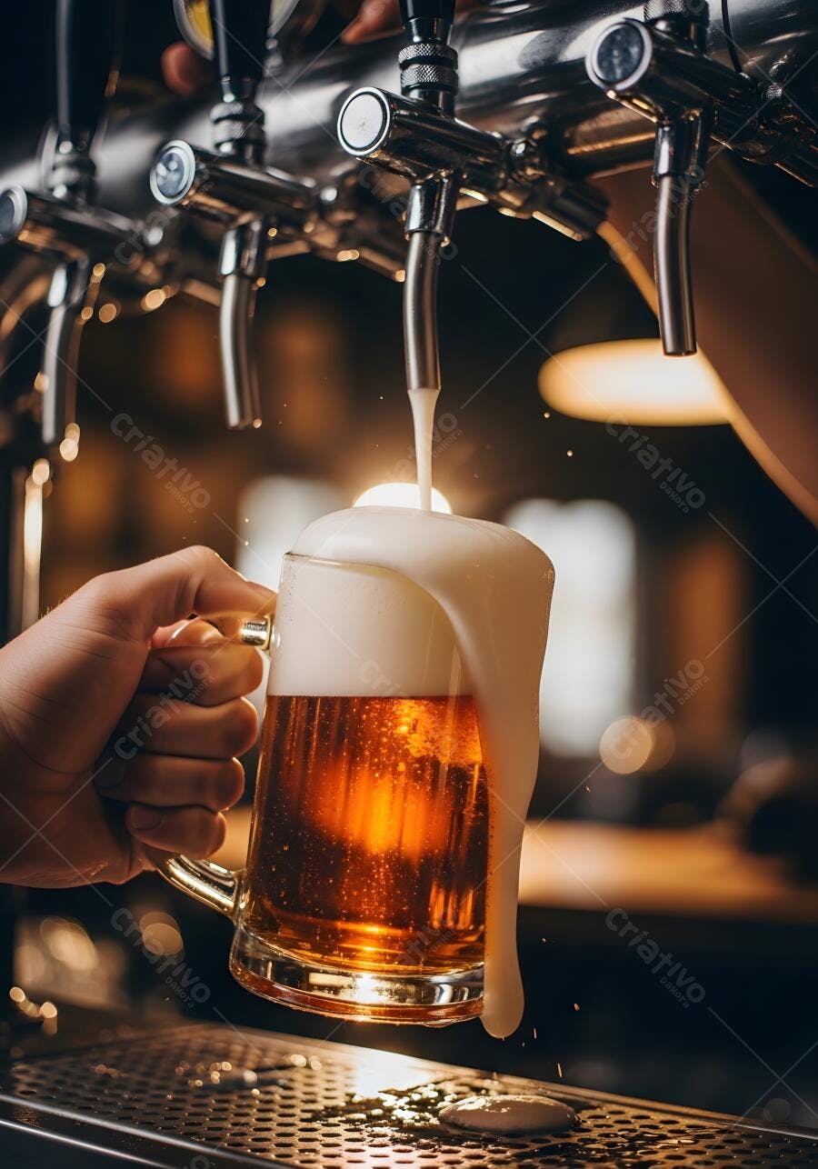 Chope sendo servido em bar