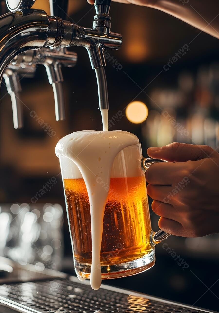 Chope sendo servido em bar