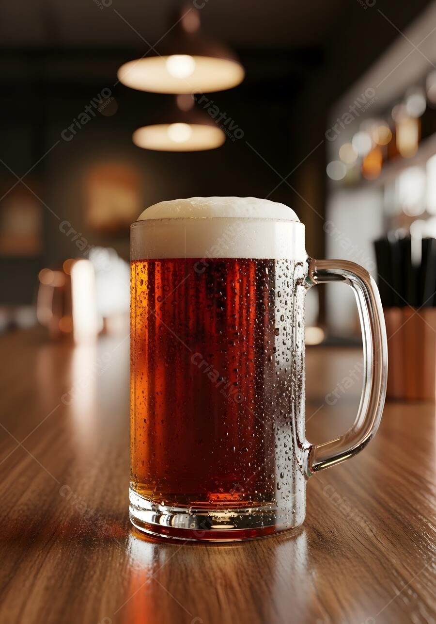 Chope gelado em bar aconchegante