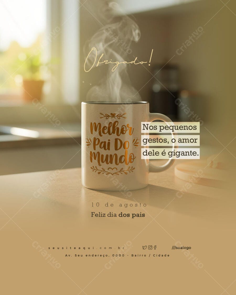 Caneca Dia dos Pais PSD Editável