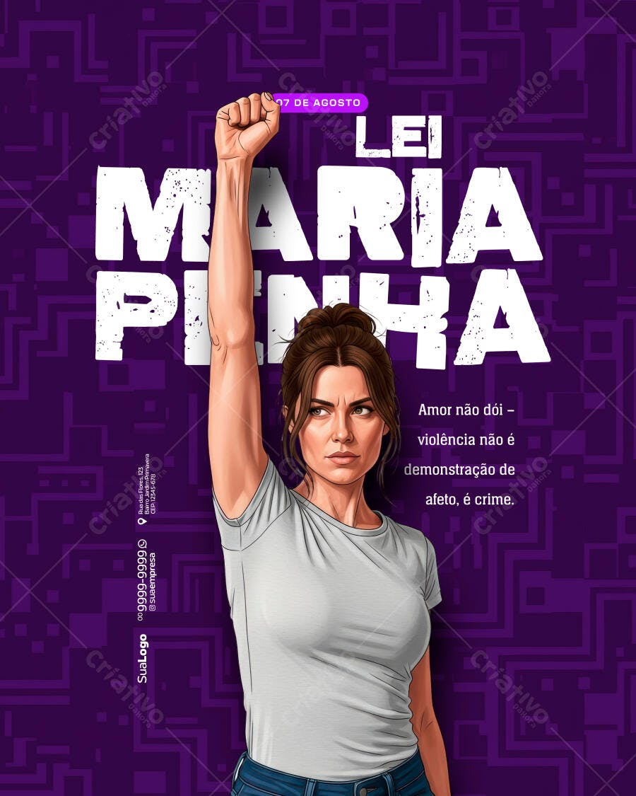 Flyer Lei Maria da Penha 07 de Agosto PSD Editável