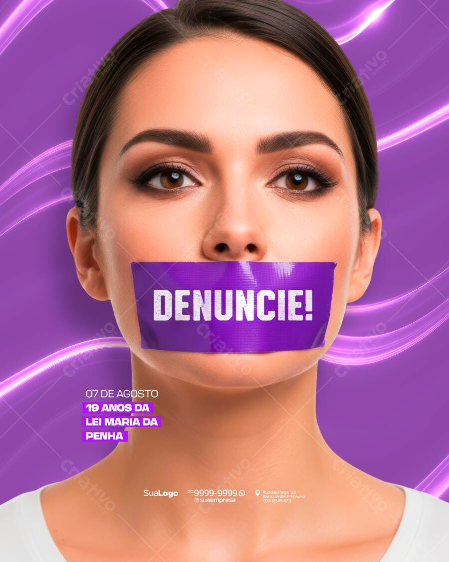 Post para o Dia 07 de Agosto - Lei Maria da Penha PSD Editável