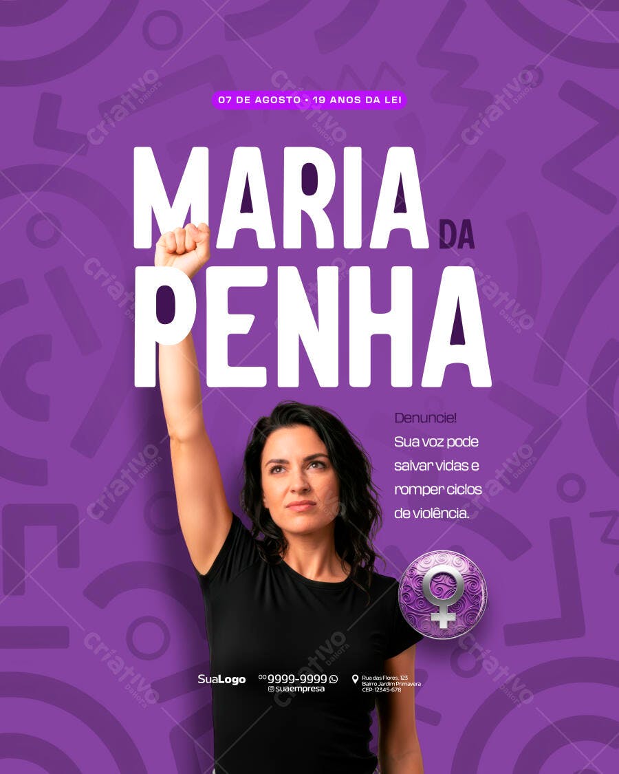 Flyer Dia da Mulher Maria da Penha PSD Editável