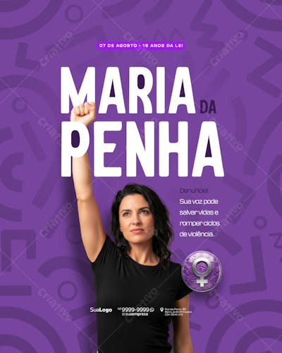 Flyer Dia da Mulher Maria da Penha PSD Editável