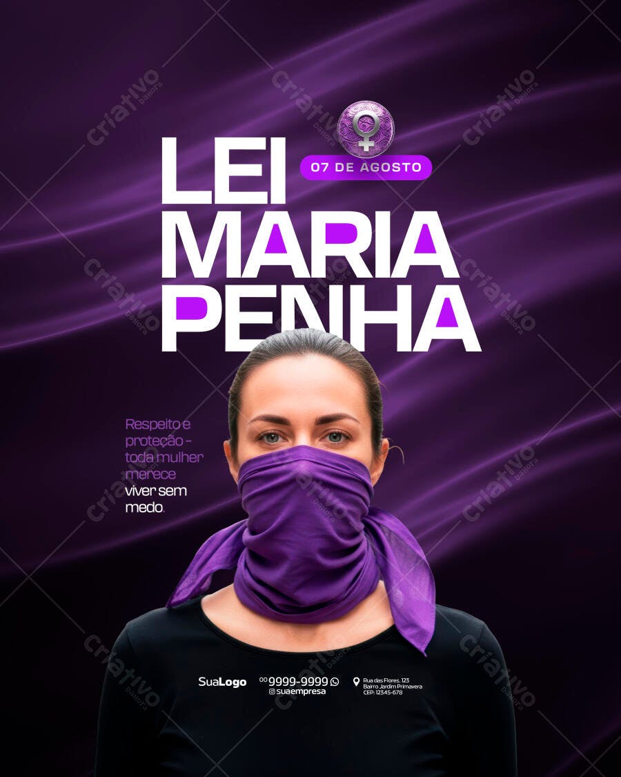 Flyer Dia da Lei Maria da Penha PSD Editável