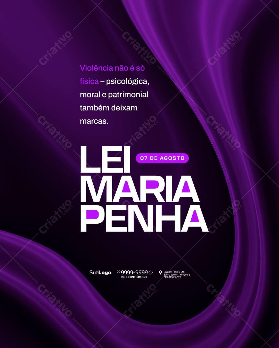 Flyer Dia da Lei Maria da Penha PSD Editável