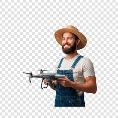 Imagem PNG Agricultor com Drone fundo transparente