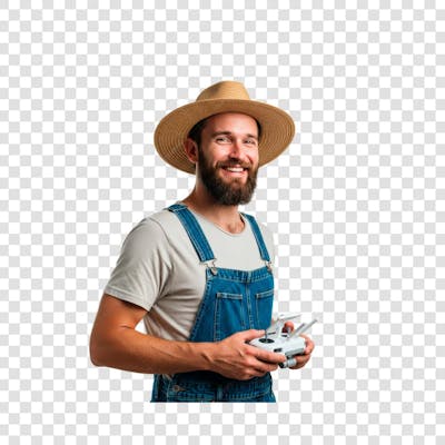 Imagem PNG Agricultor com Drone fundo transparente